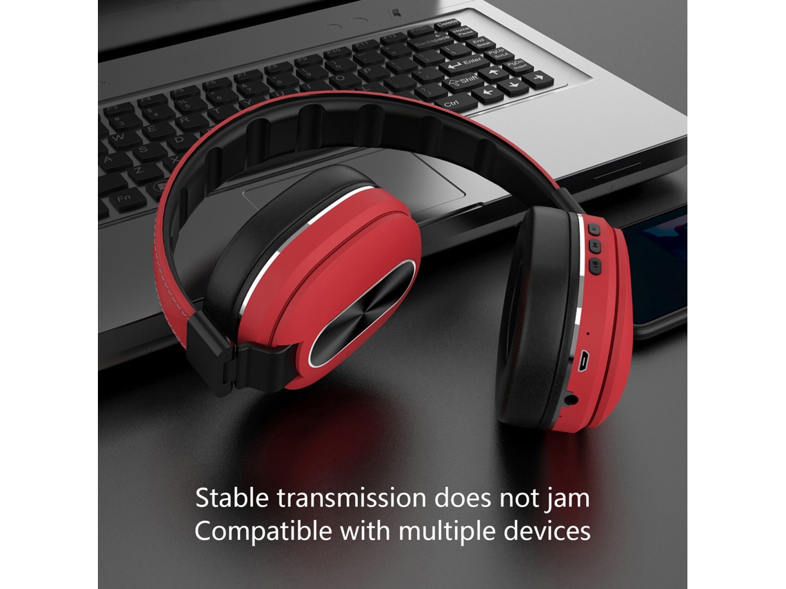 Auriculares Bluetooth Sem Fio Jogo Correndo Cartão Música Computador Celular  Vermelho