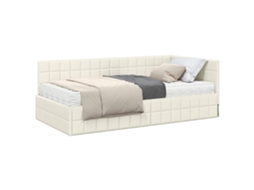 SYFAX™ Estrutura de Cama de Canto com Colchão 2 Pcs Creme Veludo