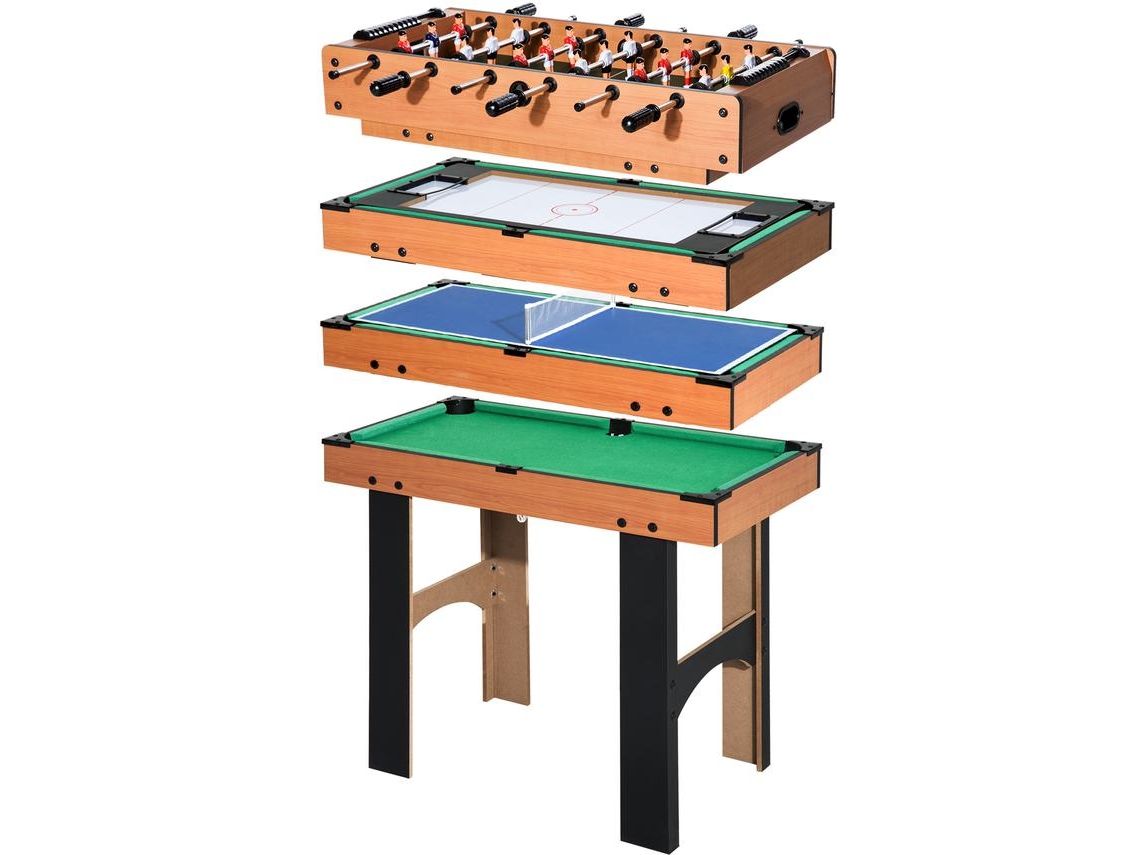 Mesa Multi-jogo Mdf Cor Madeira E Preto 87x43x73 Cm Homcom