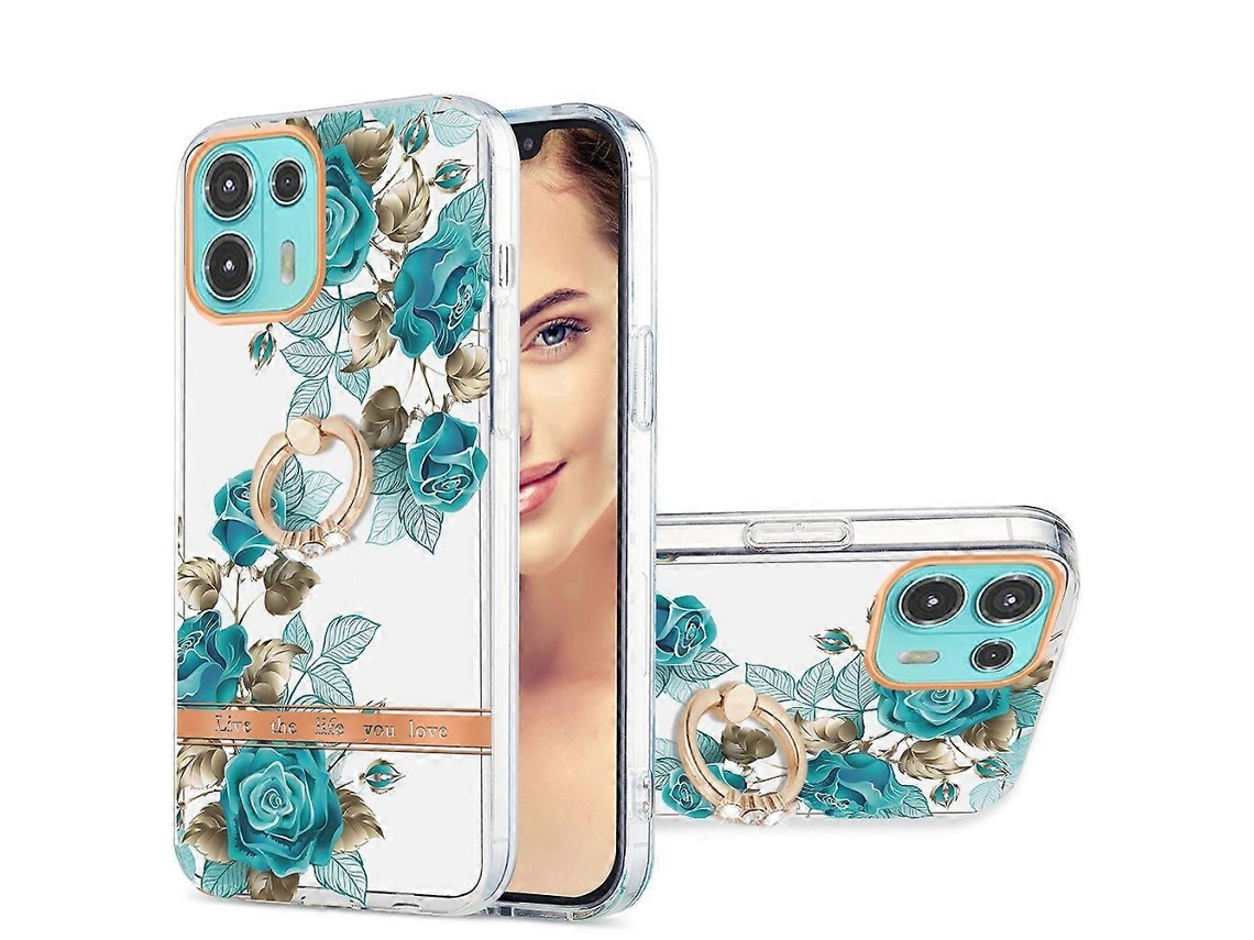 Capa De Celular De Tpu Com Anel Imd Flowers Para Motorola Moto Edge 20 Lite