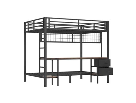 Cama De Beliche 90x200 E 140x200 Cm Com Fita Led Rgb E Usb Preto Komhtom (sem Colchão)