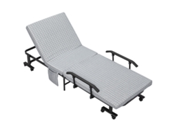 Cama dobrável com encosto reclinável, apoios de braço, 8 rolos, estrutura de aço, cinza claro e preto, 190x76x33cm | S/MARCA