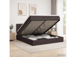 Vidaxl Cama Ottoman Com Colchão Marrom Escuro 140 X 200 Cm Tecido