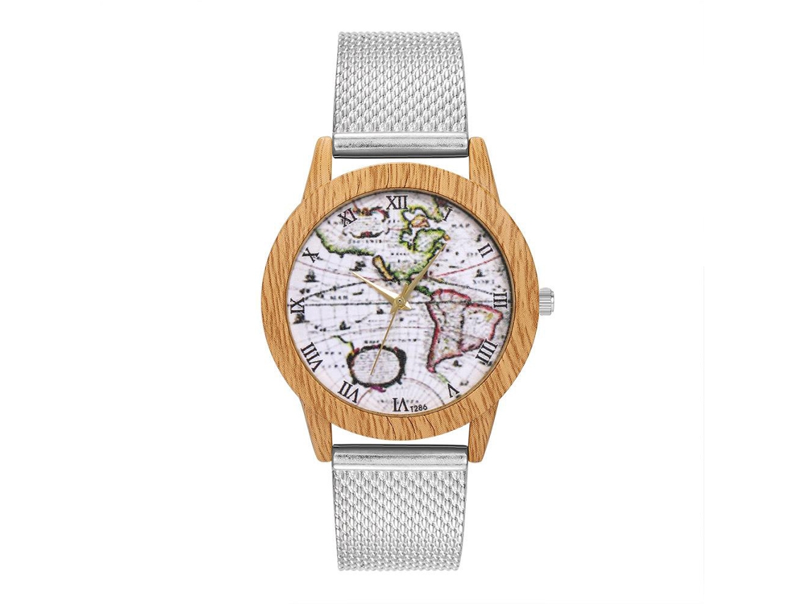 Relógio de pulso unissex Zhoulianfa Simple Quartz com pulseira de silicone em malha prateada
