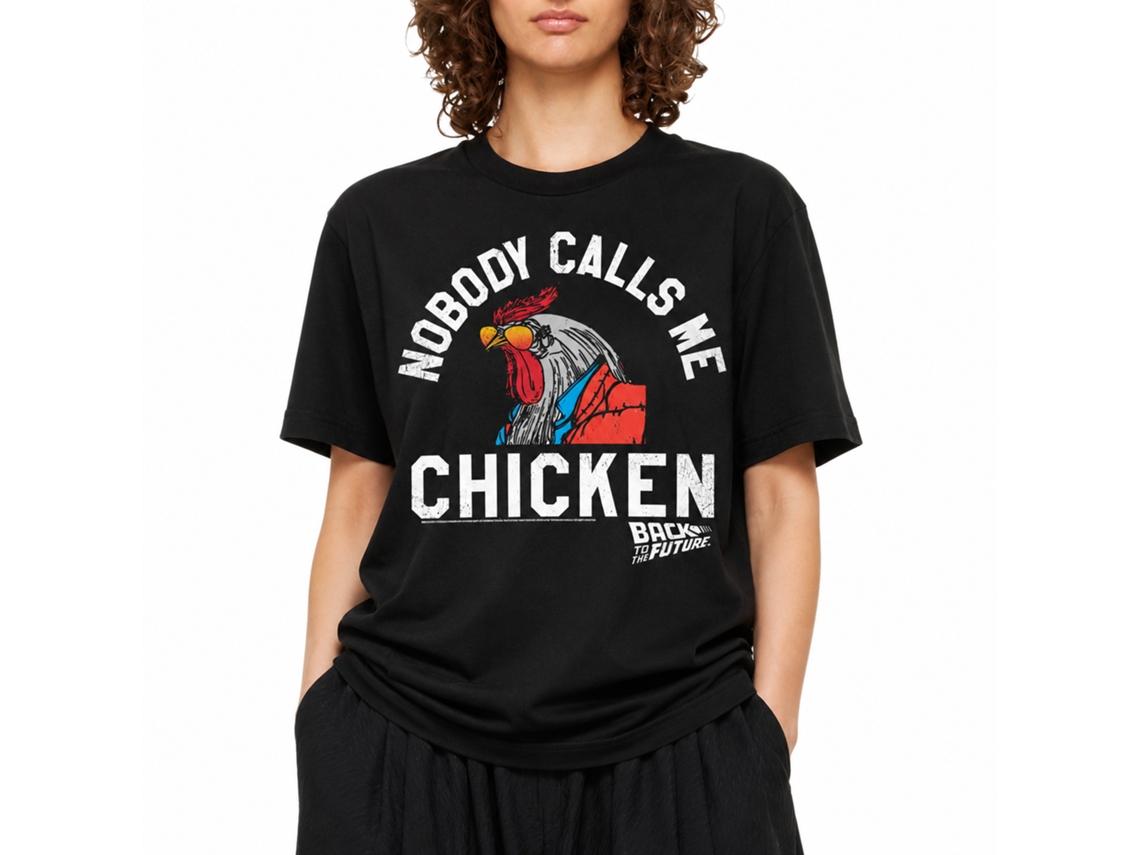 Rockinstone Back To The Future Movie Chicken Black Adult T-shirt Size:m