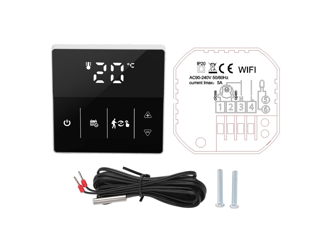 Termostato Wi-Fi inteligente com tela touch controle app e voz 90-240V para casa hotel