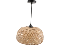 Luminária Pendente de Bambu Trançado Natural, 30x18 Cm, Luz Sólida para Teto, Ideal para Casa, Hotel e Restaurante. SFUSHOS