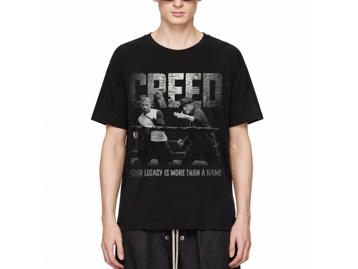 Rockinstone Rocky Movie Embrace The Legacy Black Adult T-shirt Size:s