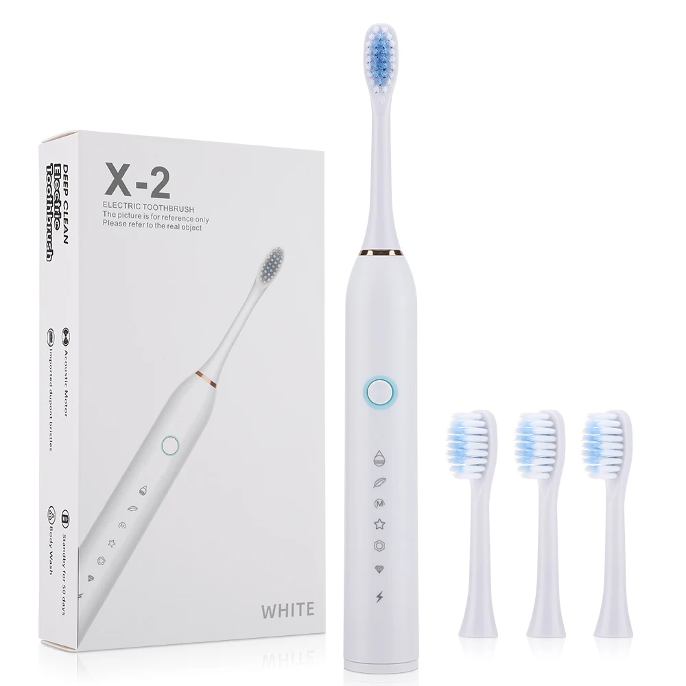 Escova De Dentes Elétrica Sônica (branca), Com Temporizador Inteligente E 6 Modos.