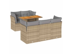 Conjunto de 6 Sofás P/ Jardim com Almofadões Vime Pe Bege MAISON EXCLUSIVE (80x200 cm)