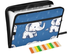 Pasta Expansível Com Estampa De Elefante Branco Em Desenho Animado, Tamanho A4 E Carta, Com Fecho De Zíper,