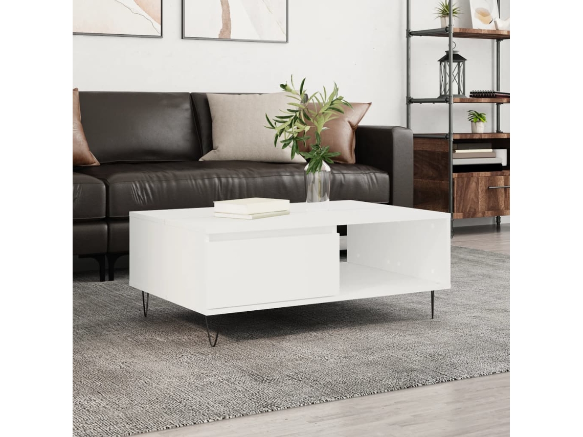Vidaxl Mesa De Centro 90x60x35 Cm Derivados De Madeira Branco