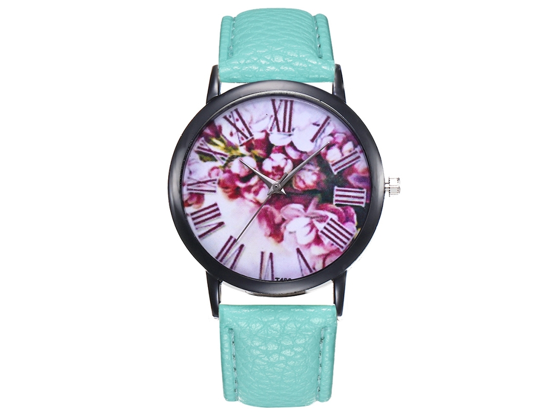 Relógio Analógico Feminino de Couro Pu Fino com Movimento de Quartzo (menta)