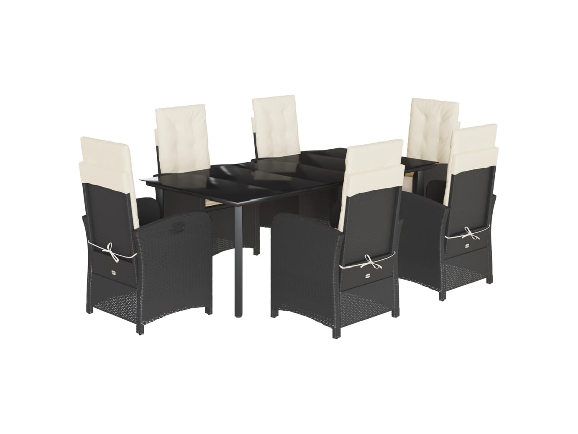 Garden Dining Set, Garden Dining Sets Vidaxl Preto Rattan / Vime (200 Cm Table Length)