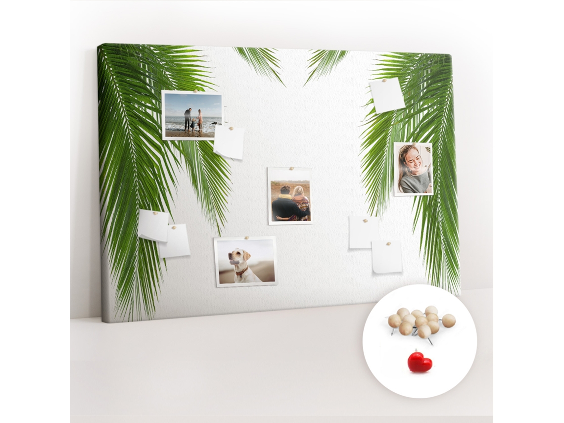 Quadro De Cortiça Com Impressão Folhas, Palmeira E Natureza Para O Quarto Das Crianças Espelharte (120x80 Cm)
