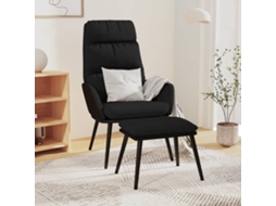 Vidaxl Cadeira De Descanso Com Banco Tecido/couro Artificial Preto