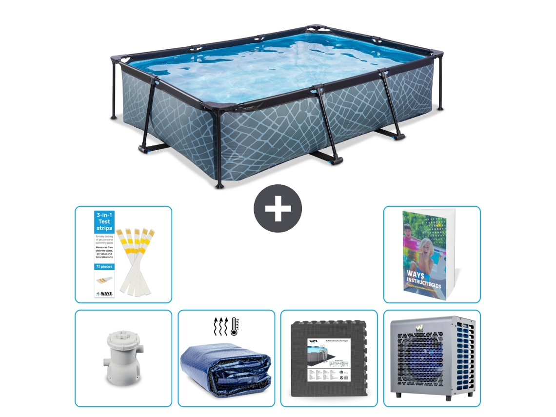 Exit-toys Piscina Exit Retangular - Efeito Pedra - 300x200x65 Cm - 7-peças S190