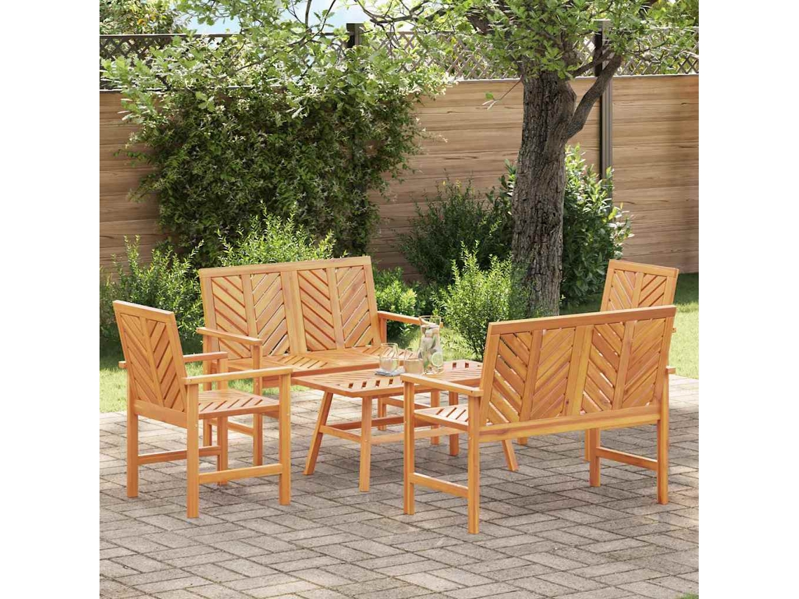 Vidaxl Conjunto De Lounge De Jardim 5 Unid. Castanho