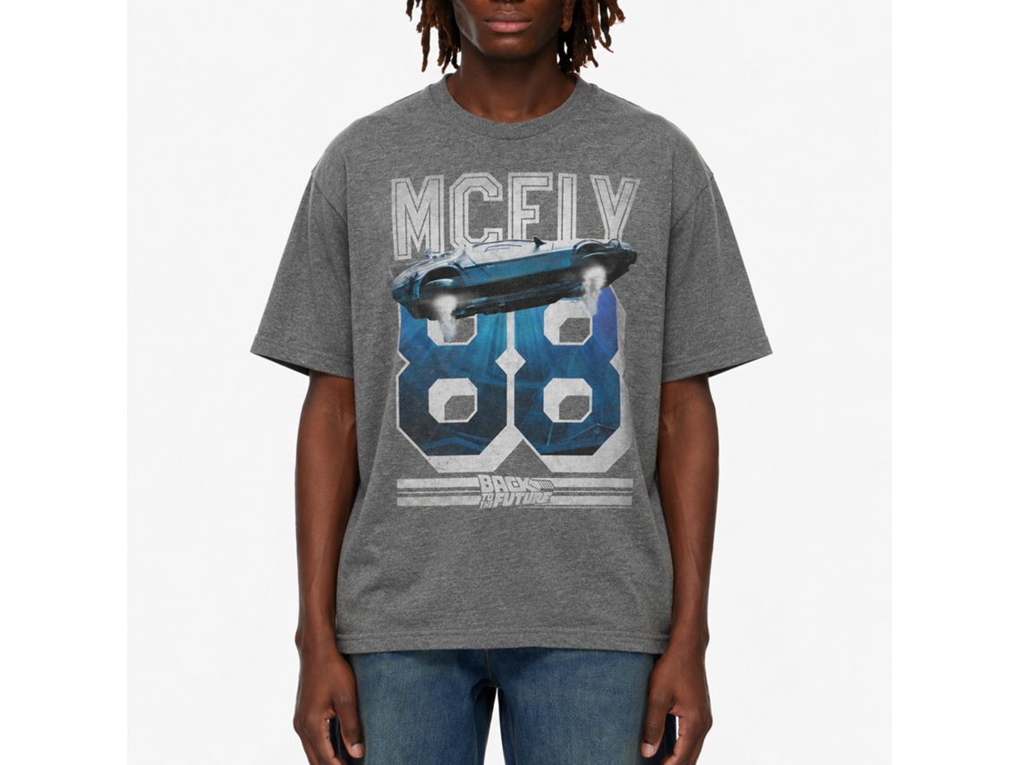 Rockinstone Back To The Future Movie Mcfly '88 Heather Graphite Adult T-shirt Size:l