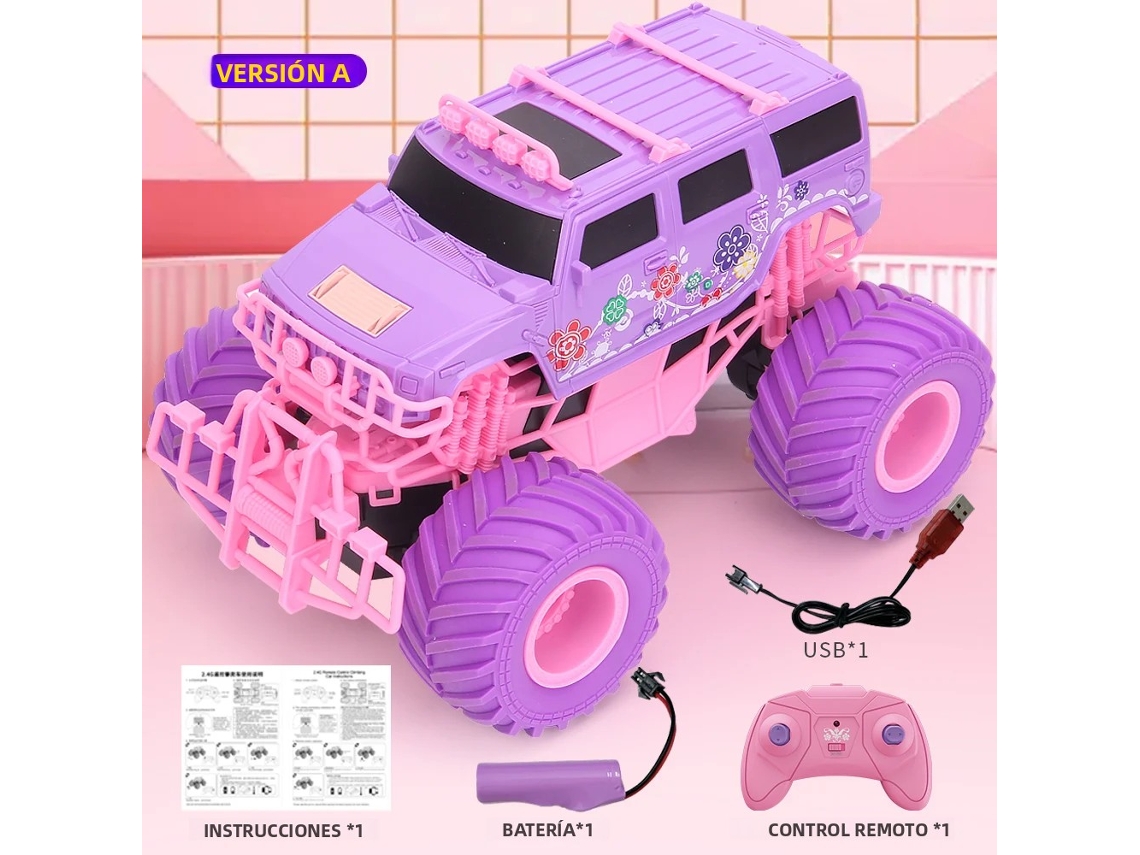 (tipo A) Carro De Controle Remoto Rosa De Alta Velocidade, Controle Remoto 2.4g, Veículo Off-road Com Rodas Grandes, Brinquedo Infantil.