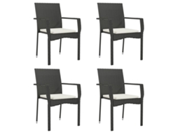 Cadeiras de Jardim com Almofadões 4 Peças Vime Pe Reto MAISON EXCLUSIVE