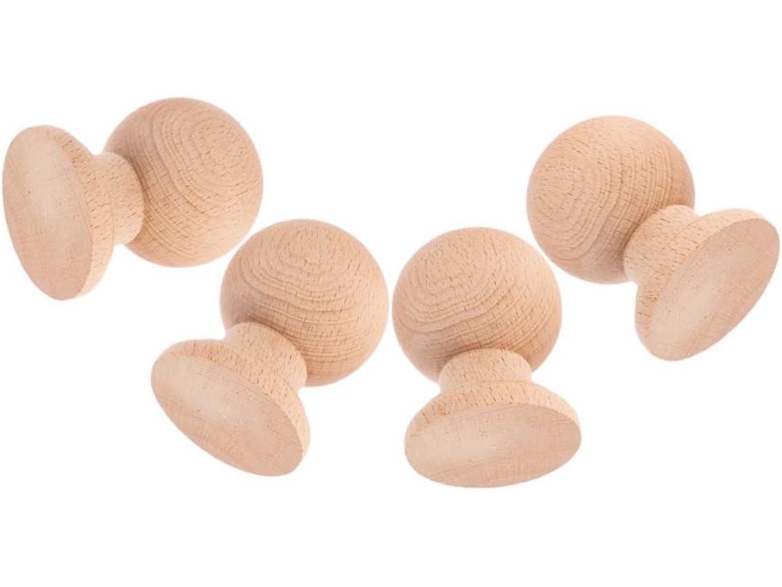 Conjunto De 4 Ponteiras De Madeira Sem Acabamento Em Estilo Romano, Decorativas Para Móveis, Varões Gokoco