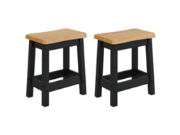 Conjunto 2 Banco De Bar Vidaxl Preto Madeira De Pinho Maciça (40 X 29 X 45,5 Cm)
