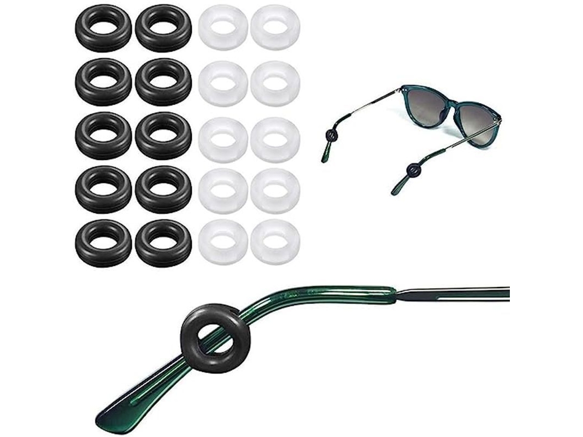 Dicas para Cabo de Óculos, 10 Pares de Apoio de Silicone Redondo, Apoio Invisível Anti deslizante (5 Pares Preto 5 Pares Transparente)