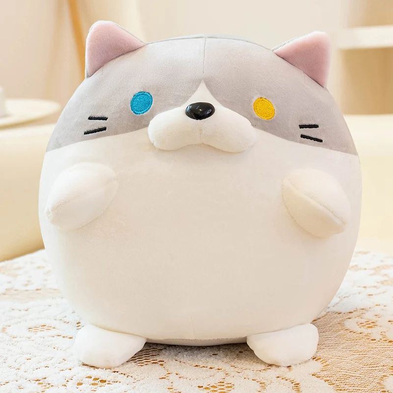 Lindo Brinquedo de Pelúcia de Gato, Boneca de Gato Redonda e Gordinha MDUG (cinza, 20cm)