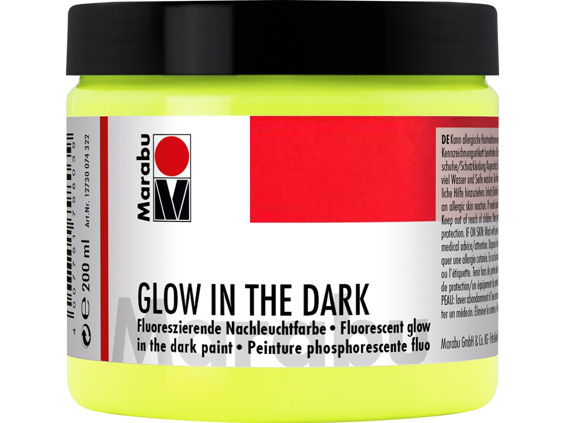 Tinta MARABU Que Brilha no Escuro Glow In The Dark Amarelo Que Brilha no Escuro