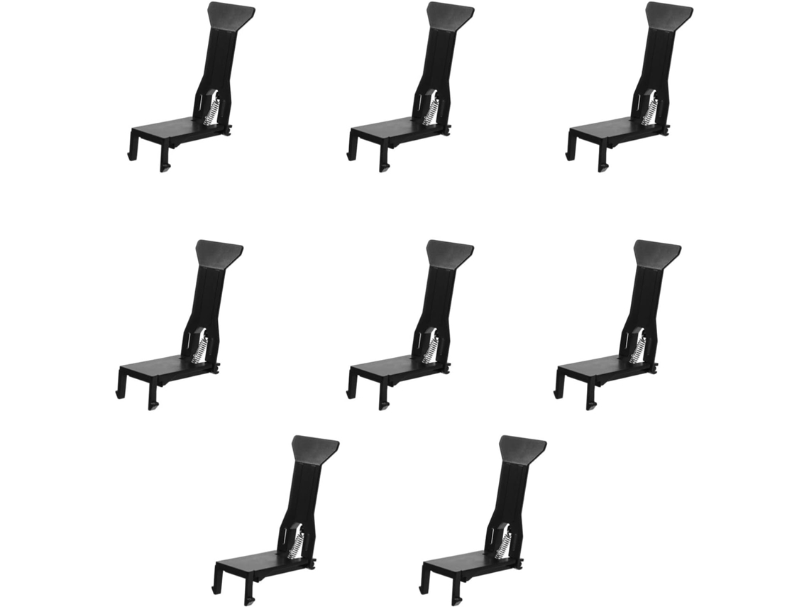 Conjunto de 8 clipes transparentes para bandeja de caixa registradora, ideais para uso em mesas e escritórios.