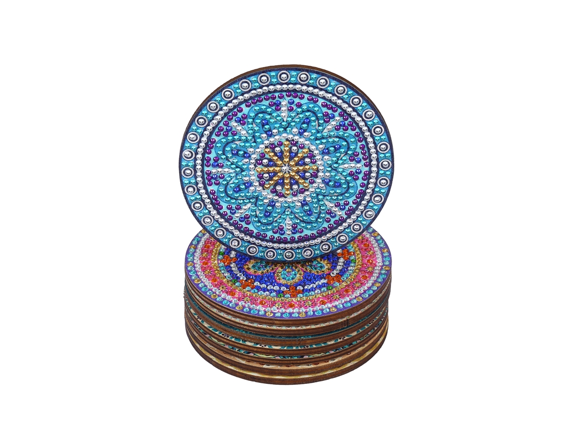 Conjunto 8 Porta copos Natal Cerâmica Pintura Diamante