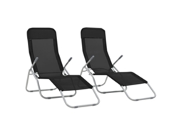 Conjunto 2 Espreguiçadeiras dobráveis VIDAXL textilene preto