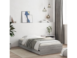 Vidaxl Estrutura De Cama C/ Gavetas Derivados Madeira Cinza Sonoma