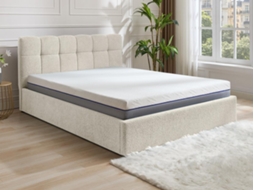 Cama Com Maziri Branco 160x200 Cm - Com Colchão - Com Estrado VENTE-UNIQUE.PT
