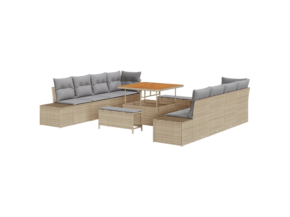Conjunto De Sofá De Jardim Vidaxl Bege Vime Pe (100 X 100 X 71 Cm)