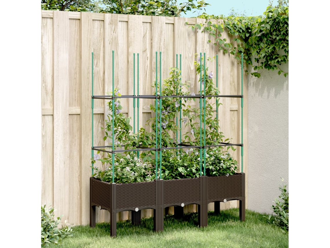 Vidaxl Vaso/floreira De Jardim C/ Treliça 120x40x142,5 Cm Pp Castanho