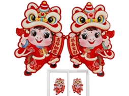 Adesivos Chinês 2 Peças Decalque 3d Cavalo Aveludados Porta Parede Festa Armário Estar Quarto Comemoração Ano GOKOCO