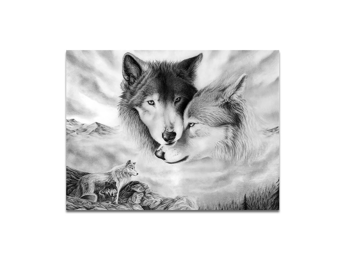 Pintura de Lobo em Tela Sem Moldura LAXISCREED