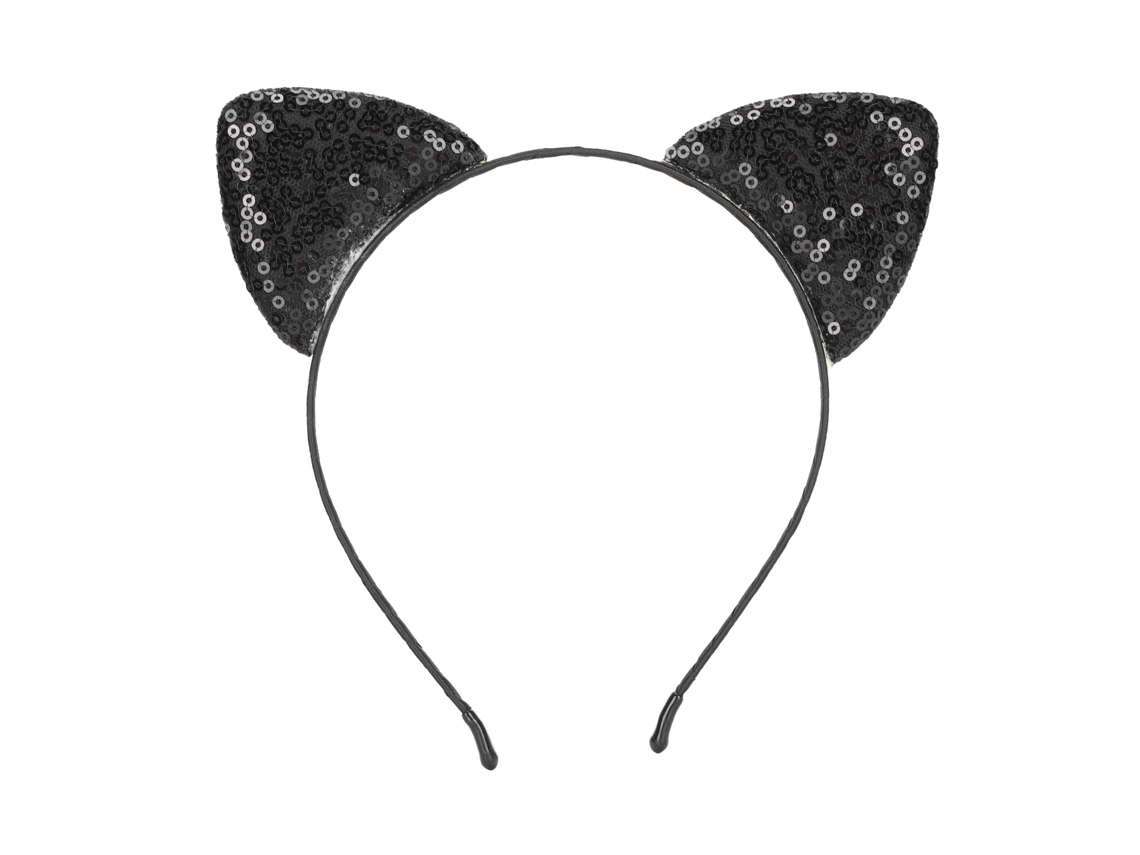 Tiara com orelhas de gato e lantejoulas reversíveis com glitter, acessório de cabelo feminino preto, modelo 2026.