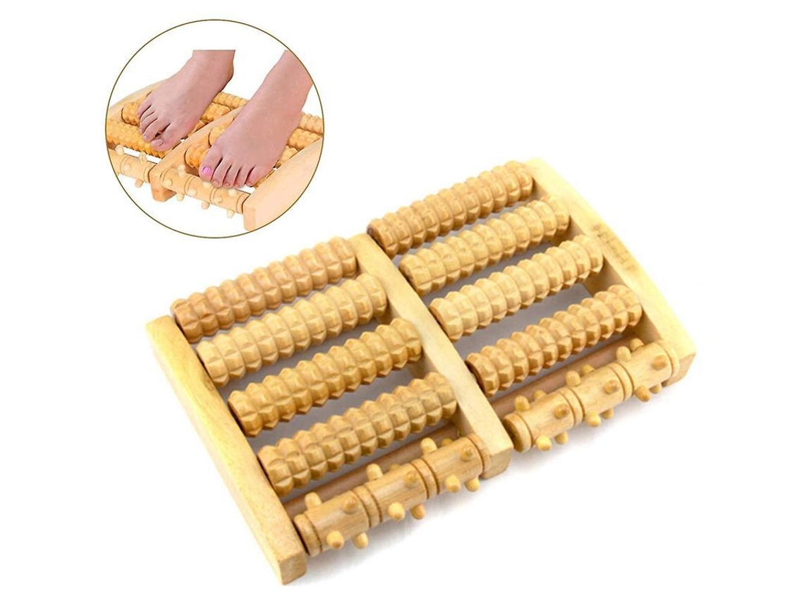 Rolo De Massagem Para Pés De Madeira, Massager Para Pés, Rolo Dual De Reflexologia Para Edema E Tontura