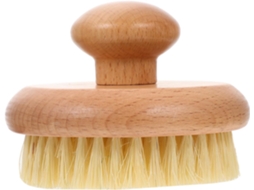 Escova De Banho Esfoliante Solustre Com Cabo Curto Madeira Natural Para Limpeza Corporal, Massagem Na Pele E Estimulação