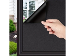 Película Blackout Estática Aderente Em Pvc Opaco Para Privacidade Portas De Vidro Quartos, Banheiros E Escritórios, Preto Fosco, 50x300cm