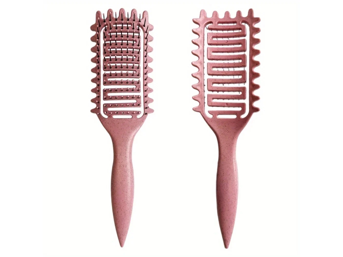 Escova Modeladora com Cerdas Ocas de Javali para Criar Cachos e Manter o Cabelo no Lugar. MDUG (rosa)