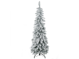 Árvore de Natal artificial com suporte de aço, 253 galhos nevados, base dobrável, 135cm verde | S/MARCA
