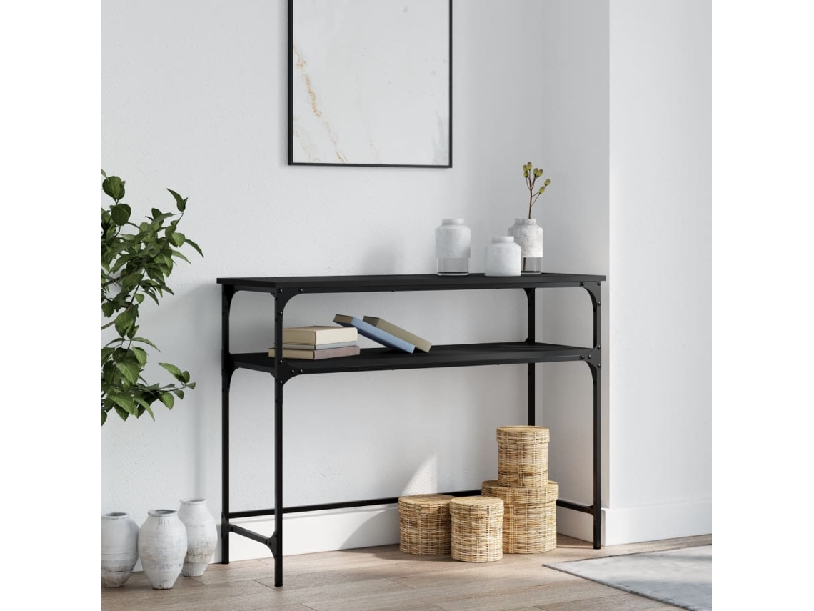 Vidaxl Mesa Consola 100x35,5x75 Cm Derivados De Madeira Preto