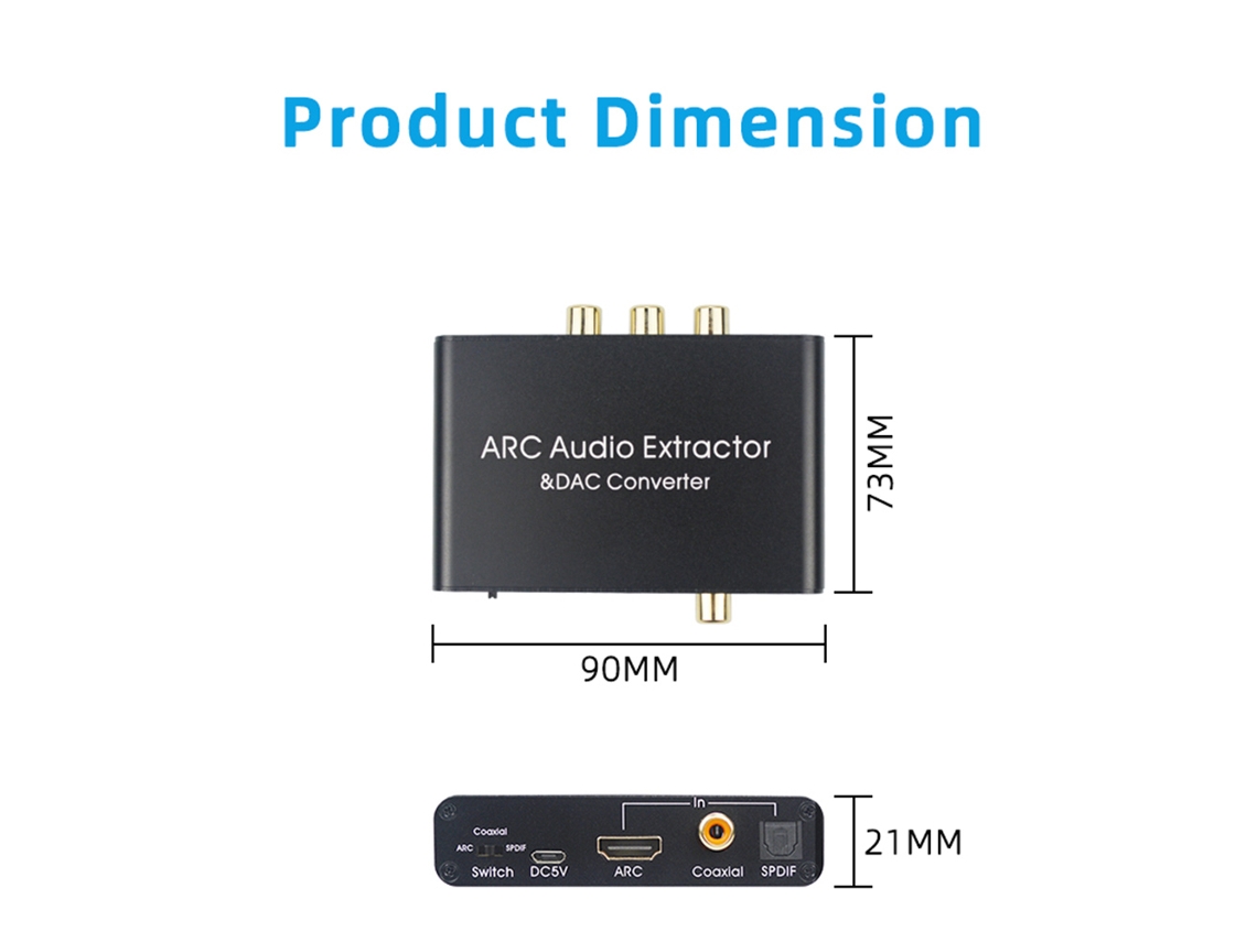 Aetheria adaptador de Áudio Arc 192khz Dac Conversor Digital para Analógico Spdif Coaxial Rca 3.5mm