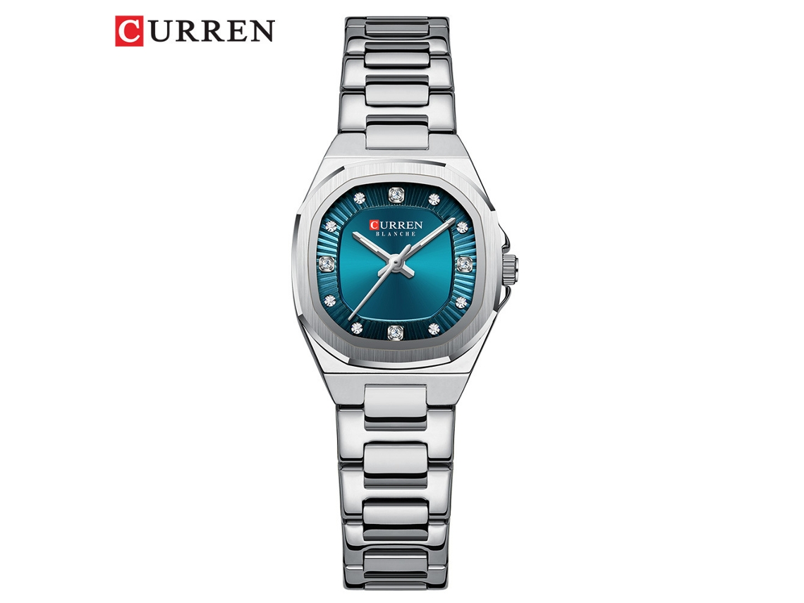 Relógio de pulso feminino MDUG quadrado, diamantes, à prova d'água, quartzo, branco prateado