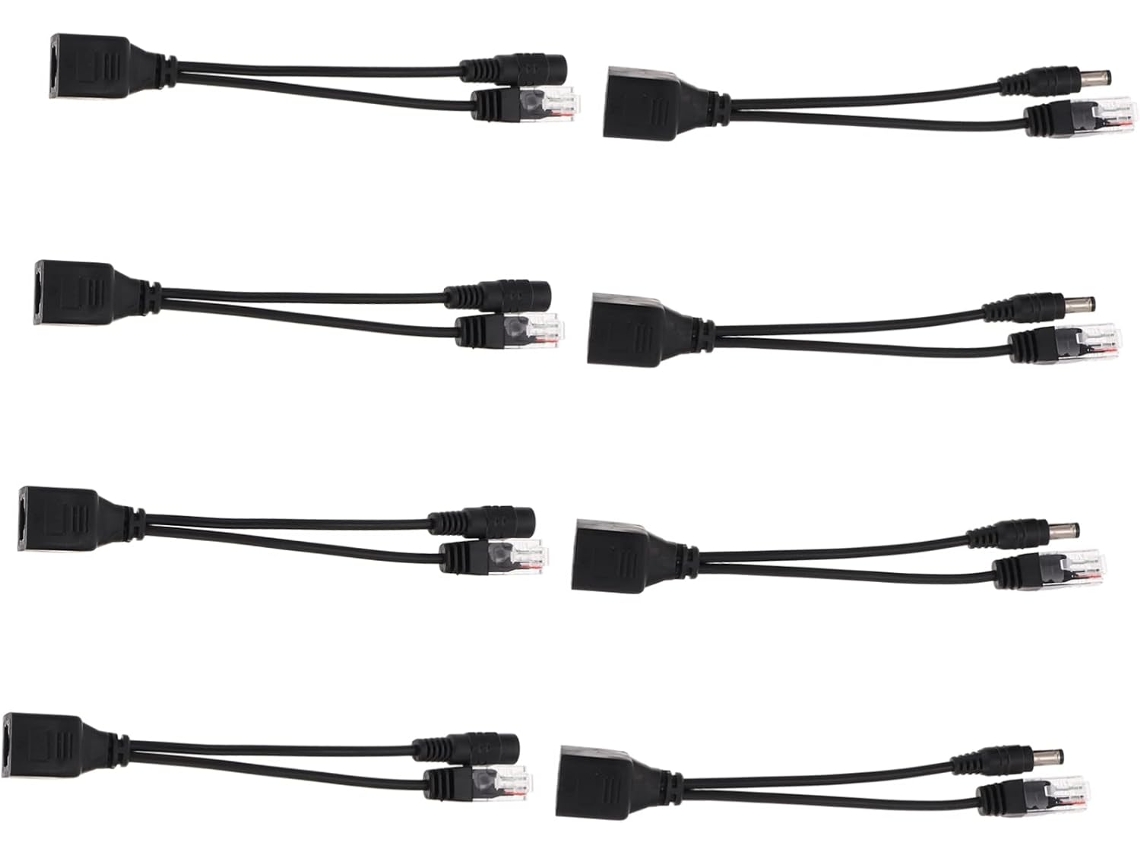 Kit Com 8 Cabos Divisores Poe Para Câmeras De Segurança, Adaptador Poe Para Monitoramento De Câmeras. Kit Com 8 Cabos Divisores Poe Par Gokoco