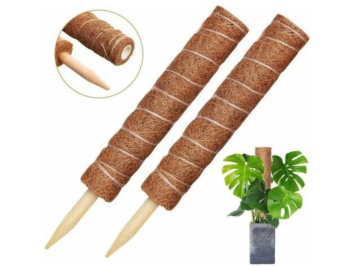 2pcs Estaca De Fibra De Côco Para Plantas, Polo Totem De Fibra De Côco, Bastão De Fibra De Côco (40cm)